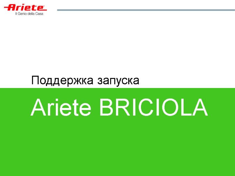 Поддержка запуска  Ariete BRICIOLA